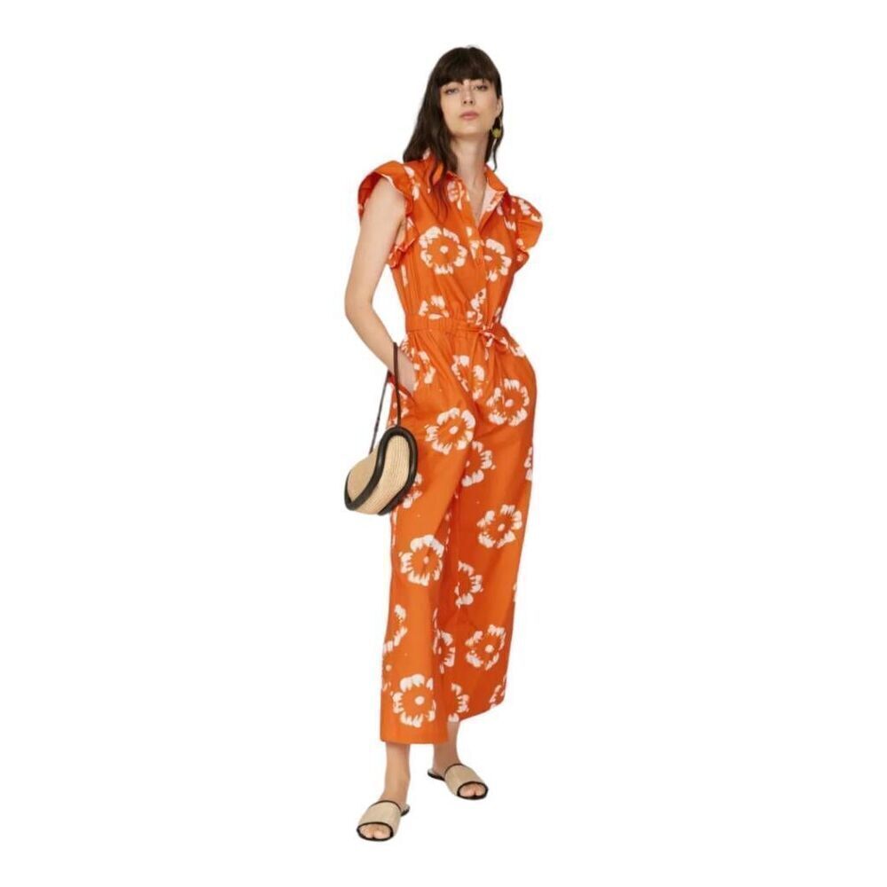 Busayo Collective Orange Ruffle Jumpsuit Women’s Size 6